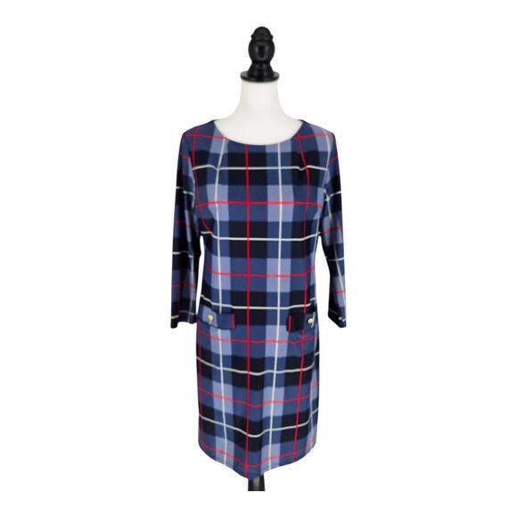 Jude Connally Sabine Plaid Tartan Shift Dress Made in USA Womens Size Medium - Picture 1 of 8